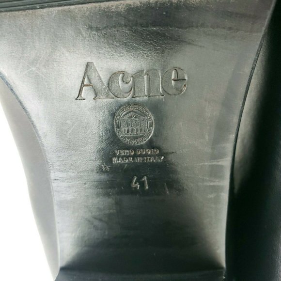 ACNE STUDIOS Star Black Leather Chelsea Ankle Heel Bootie Boots Size 41 - Picture 11 of 12